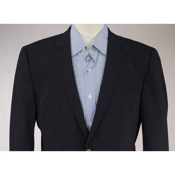Hugo Boss The James/Sharp Solid Navy Blue Wool Stretch 2-Btn Blazer Jacket 38S - Picture 3 of 10